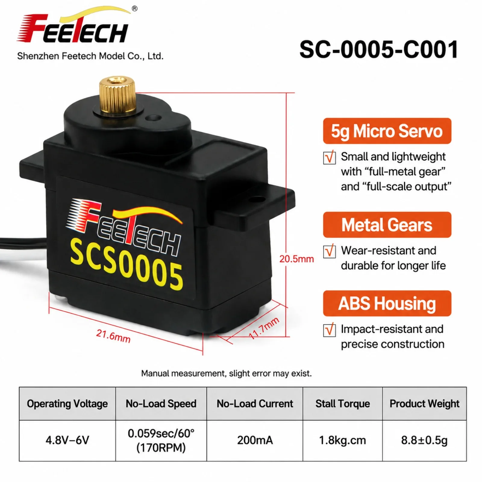 Feetech Metal Gear Micro Servo 2g 3.7g 4.3g 5g Serial Bus for Robotics and Smart Devices