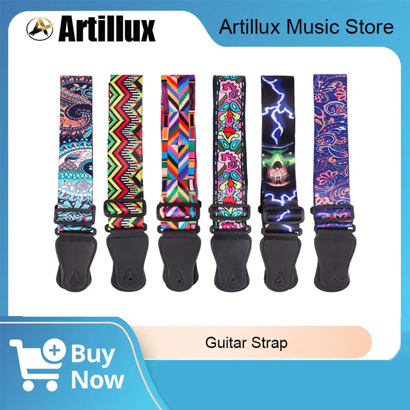 

1Pc Guitar Strap High Quality Adjustable Strap Various Styles Available with Leather Ends for Electric Guitar Bass Accessories