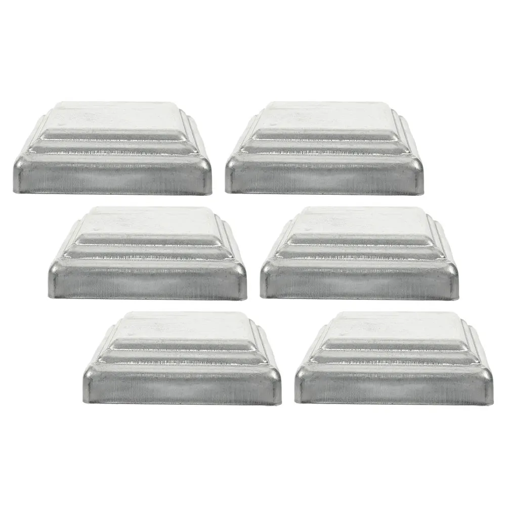 

6pcs Fence Post Caps Steel Baluster Covers Replacement Column Protector Square Metal Finials Solar Lighting Outdoor Decorative