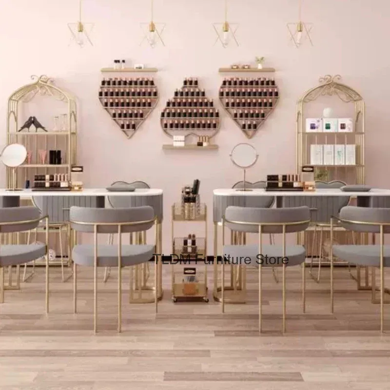 Professional Modern Nail Table Exquisite Receptionist Nordic Design Manicure Table Modern Pink Mesa De Manicure Furniture