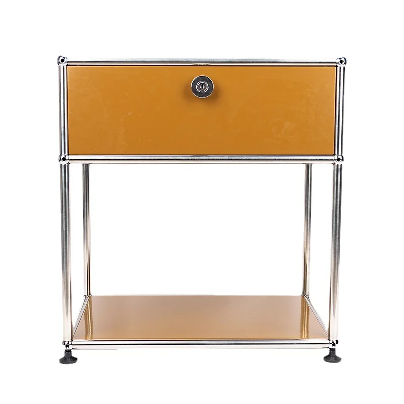 

Medieval bedside table bedroom ins style modern module stainless steel assembly minimalist living room dining side cabinet