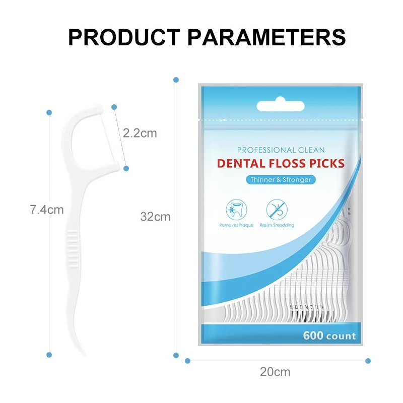

600 Pcs/Bag Thinner & Stronger Dental Floss Picks Clean Between Teeth Interdental Brush Professional Toothpick Sticks Oral Care