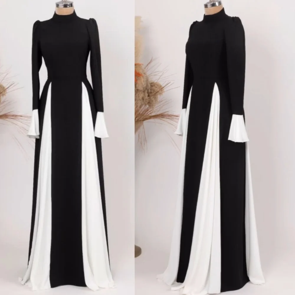 

Customized Exquisite Matching Jersey Pleat A-line High Collar Long Dresses Bespoke Occasion Chinese Style