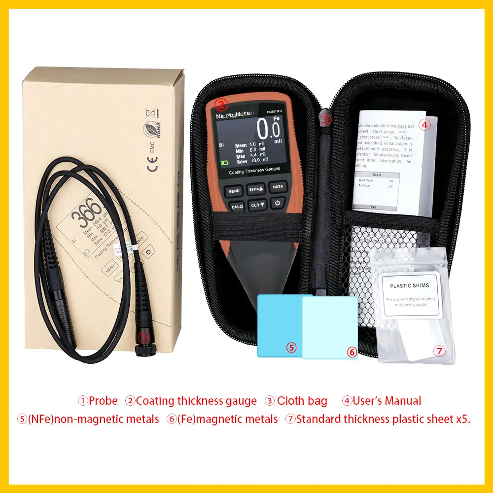 NICETY Digital Thickness Gauge Width Measuring Instruments  Paint Film Coating Tester Thickness Gauges