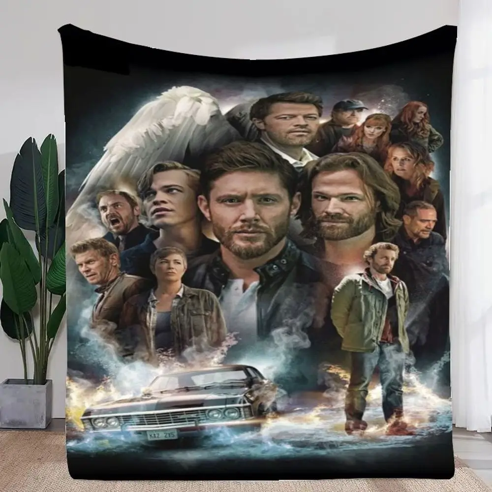 بطانية رسومية خارقة للطبيعة تتميز بطانية دين وينشستر وسام وينشستر وكاستيل - بطانية رمي من الصوف الناعم المريح مع