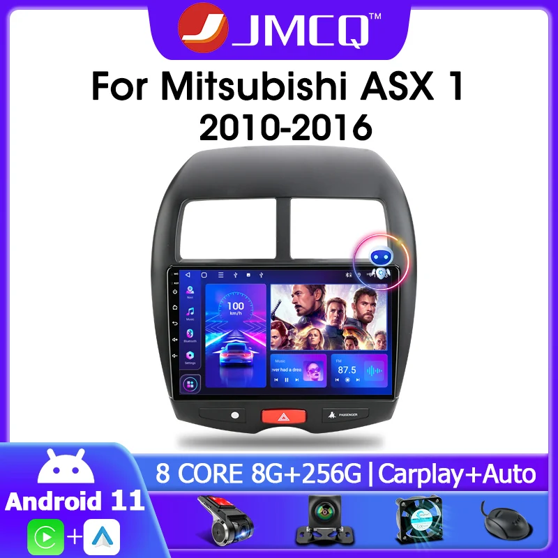 

JMCQ 2 Din Android 11 Car Radio Multimedia Video Player For Mitsubishi ASX 1 2010-2016 2011 Navigation GPS 2din 4G+WIFI Carplay