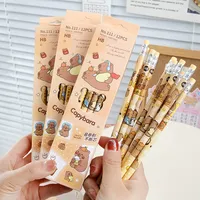 12Pcs/Pack Cartoon Animal Capybara Theme HB Writing Pencils for Kids Birthday Party Favors Back To School Rewards Goodie Bag