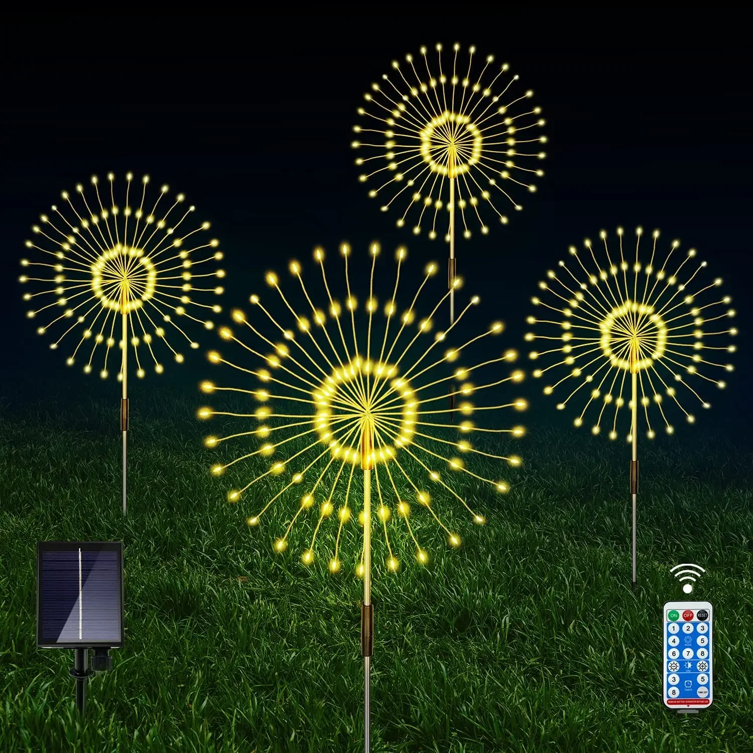 

4 IN 1 Solar Firework Light Outdoor Solar Garden Decorative Light 480LED Solar Starburst Light for Pathway Backyard Decor