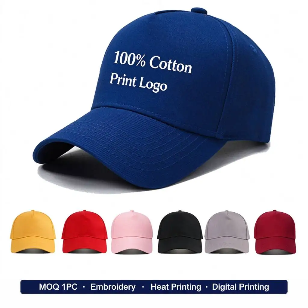 Pure Cotton Baseball Cap with Custom Logo Printing, Unisex Duckbill Cap for Catering, Solid Color Advertising Cap