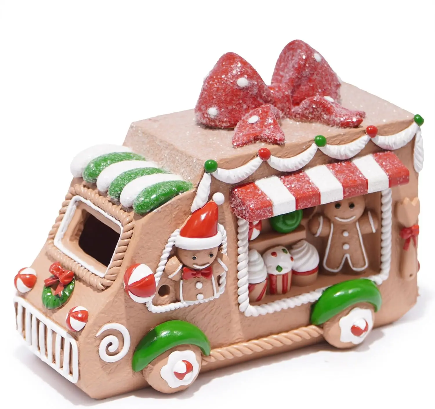 Christmas Gingerbread Car Decoration Xmas Car Figurines Winter Decor Handmade Polyresin Car Figurine for Xmas Decor Gifts