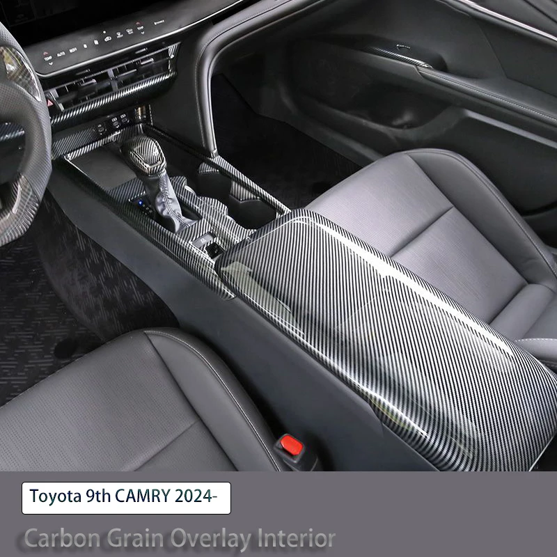 Dla LHD Toyota 9. generacji Camry 2024 2025 Nakładki z włókna węglowego na zmiany biegów, kierownicy, przekładnie centralne, drzwi