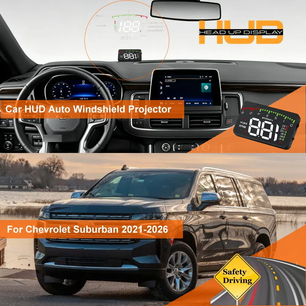 

Car HUD Head Up Display For Chevrolet Suburban GMT900 2007-2014 K2YC 2015-2020 T1YC 2021-2026 Windshield Projector Accessories