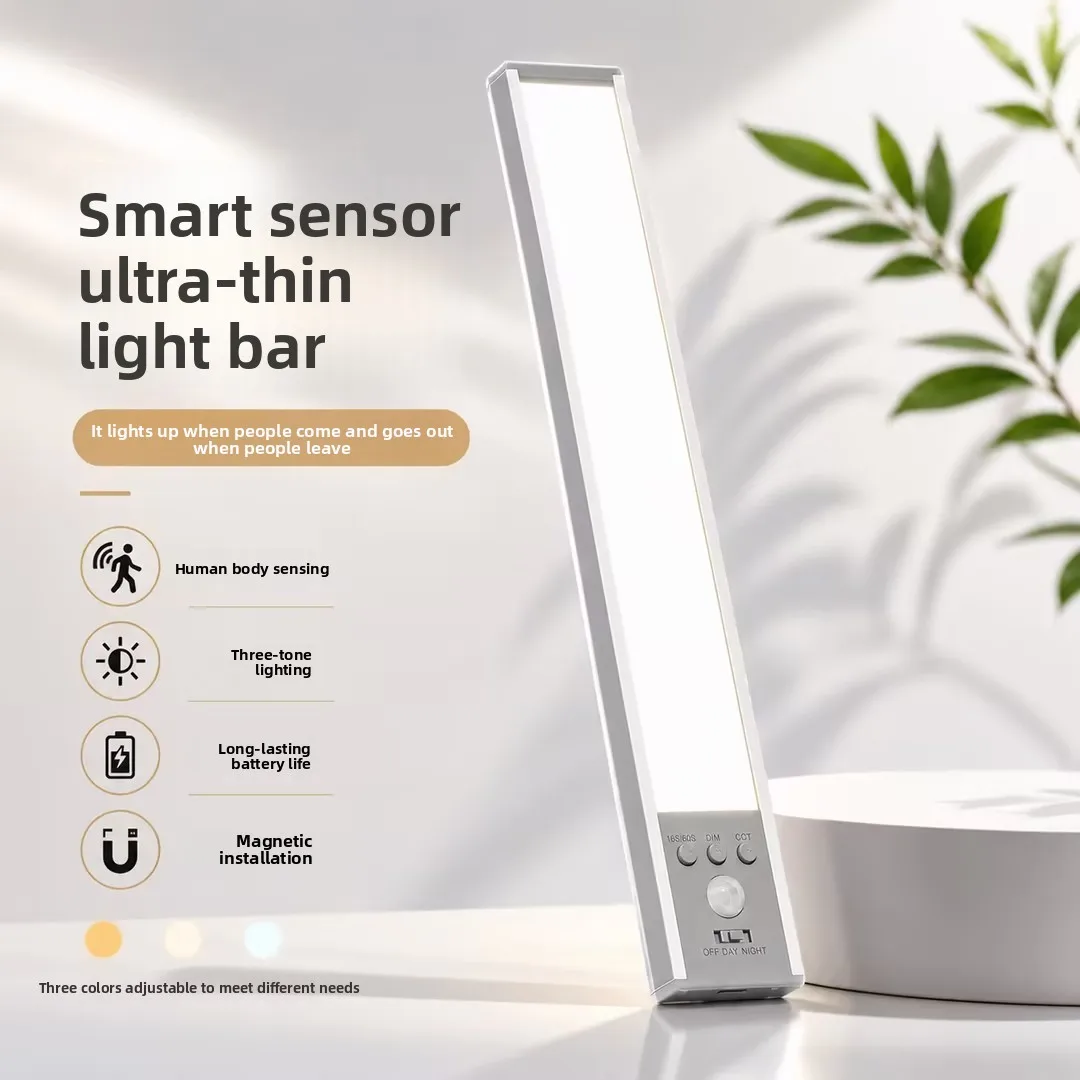 Smart Motion Sensor LED Light, Rechargeable Ultra-Thin Under-Cabinet & Wardrobe Strip Light, Wire-Free