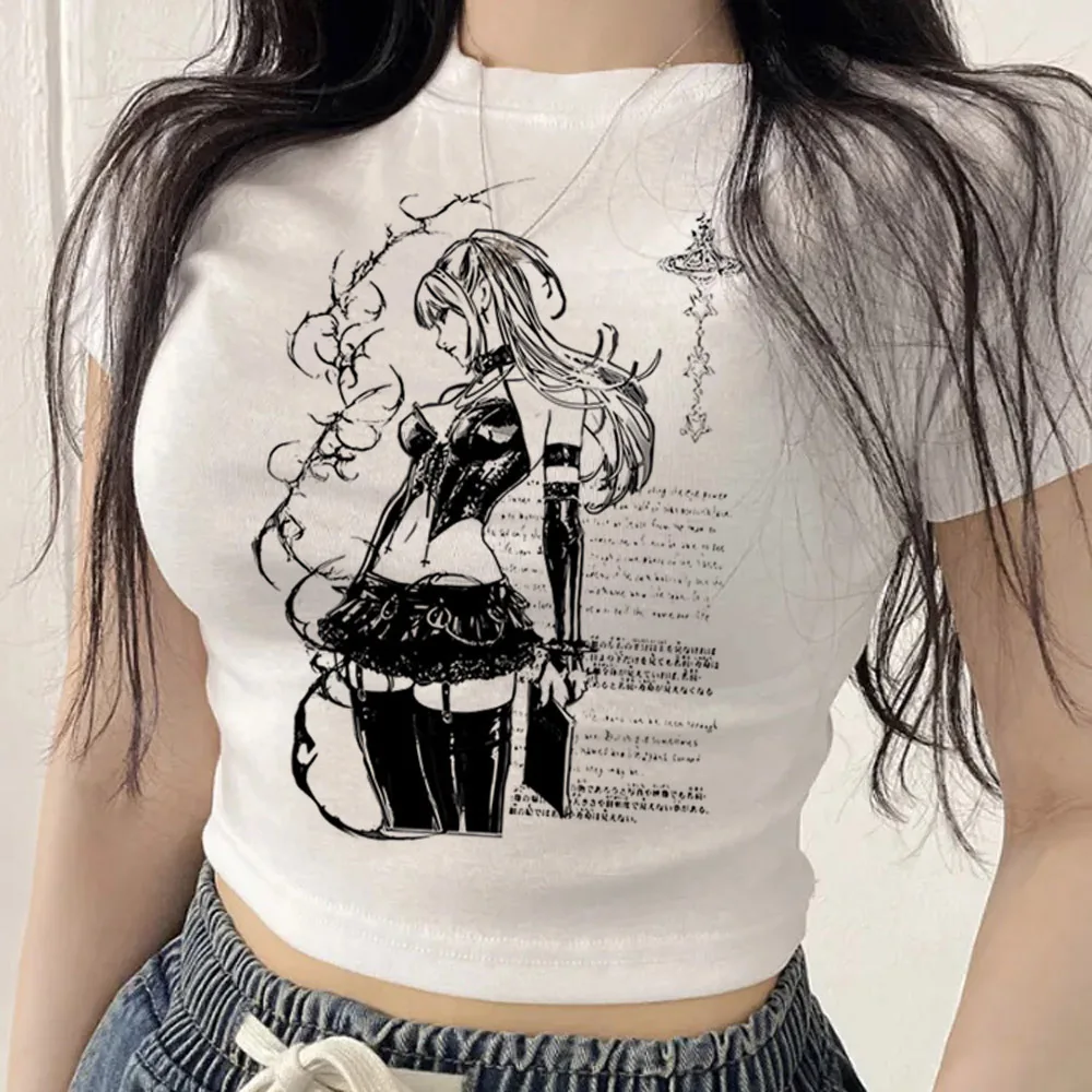 Y2k Girls crop top girl anime graphic korean fashion jojifuku emo tshirt scene  meme y2k japanese funny view 2