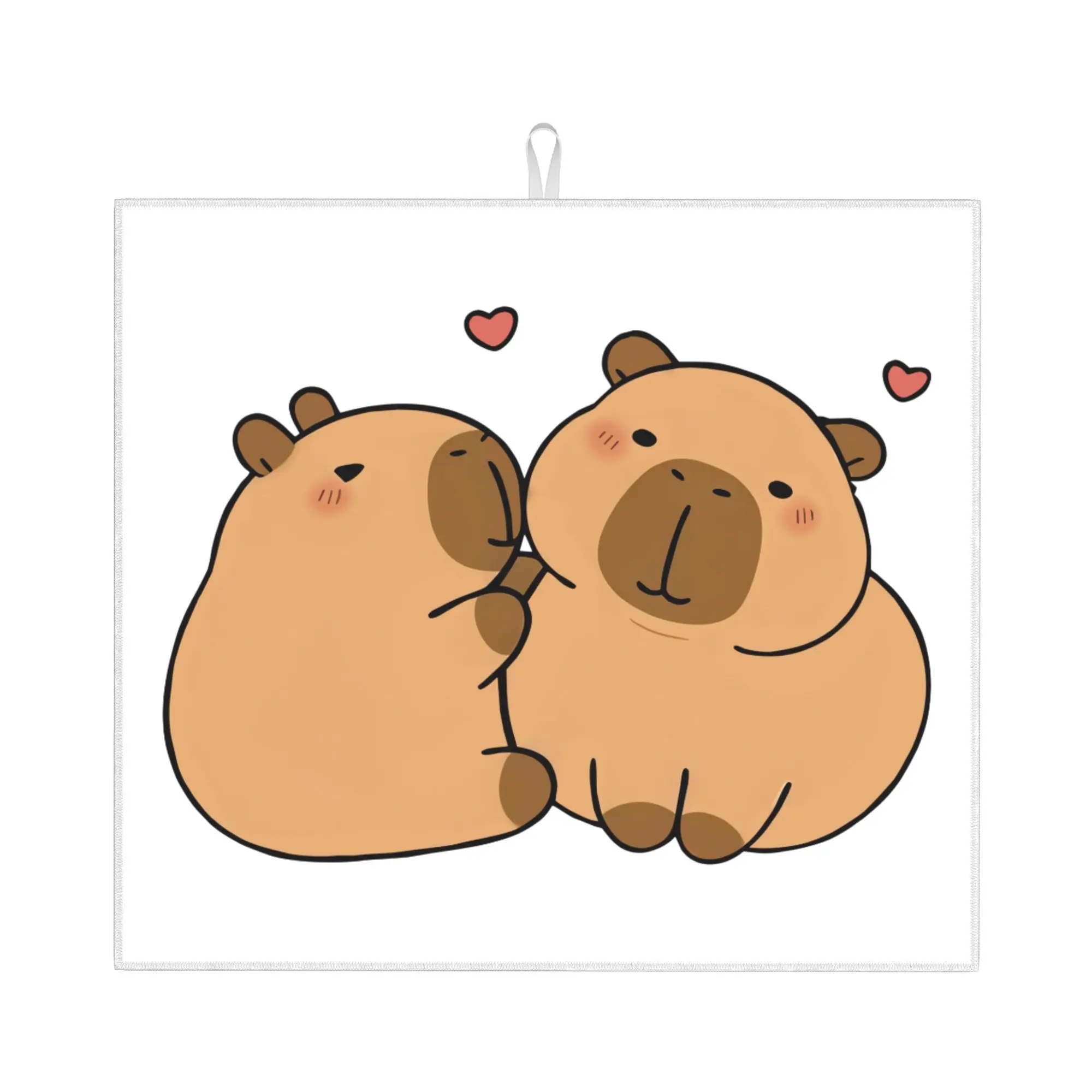 Drying Mat For Kitchen Cartoon Animal Pets Capybara Barware Tableware Oil Proof Reusable  Washable Kitchen Sink Drying Pad