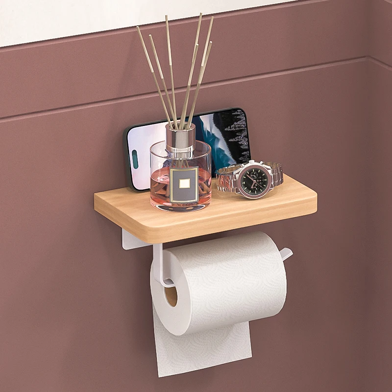 

Деревянный держатель для туалетной бумаги, настенное крепление для ванной комнаты, держатель для туалетной бумаги, держатель для телефона, полка для хранения полотенец, аксессуары