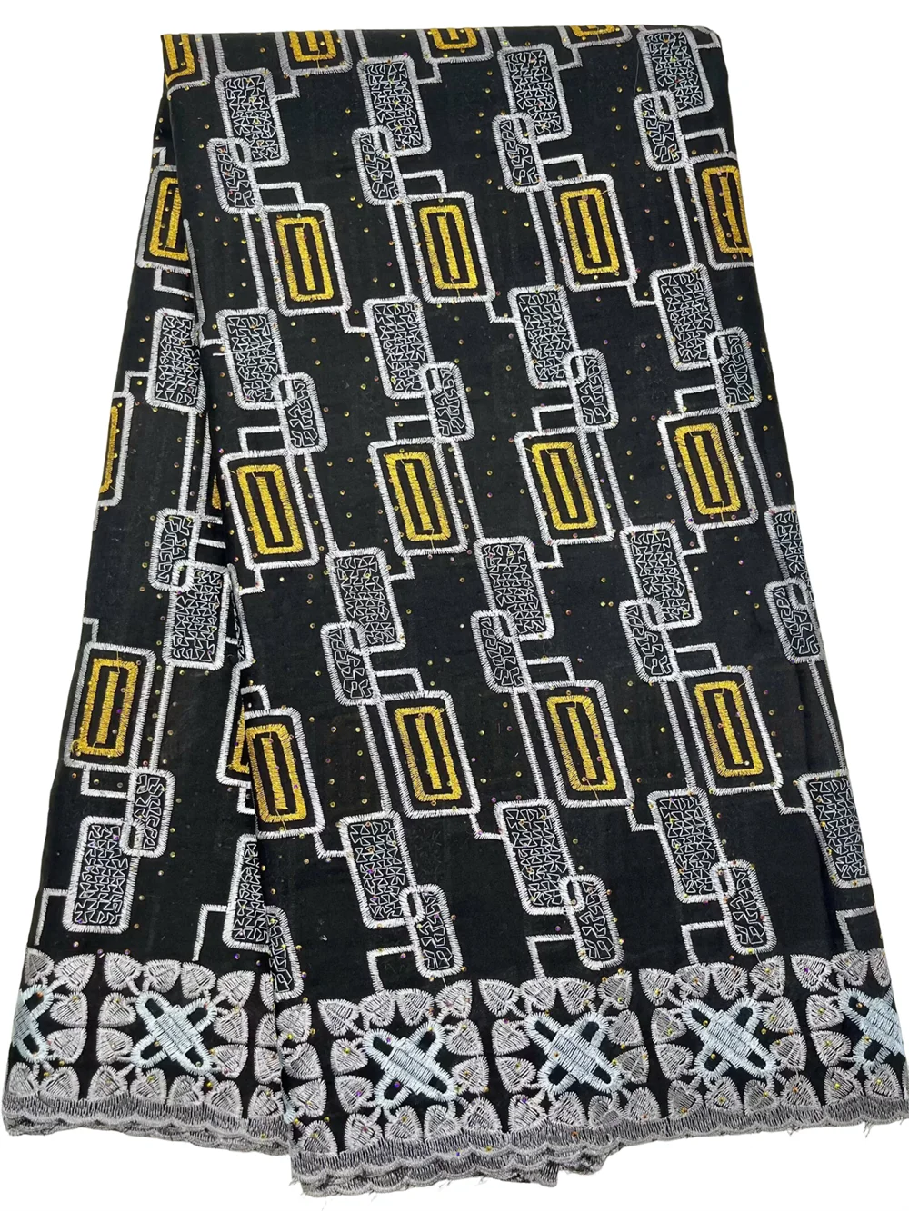 

Черная африканская швейцарская вуаль, кружево 2025 г., высококачественная африканская кружевная ткань с нигерийскими камнями, хлопковая кружевная ткань для шитья женского платья