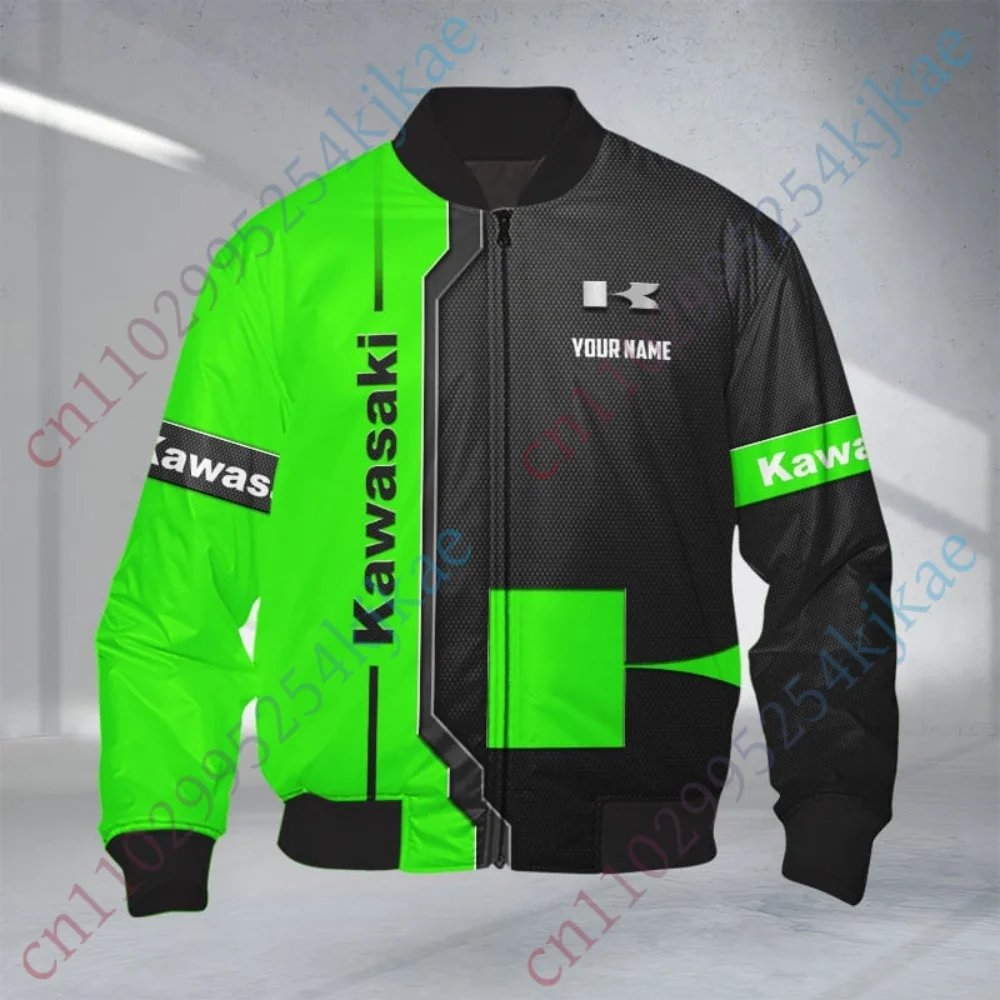 

Kawasaki Jackets For Men's Clothing Thick Bomber Jacket Winter Harajuku Baseball Uniform Hip Hop Windbreaker High Quality Coat