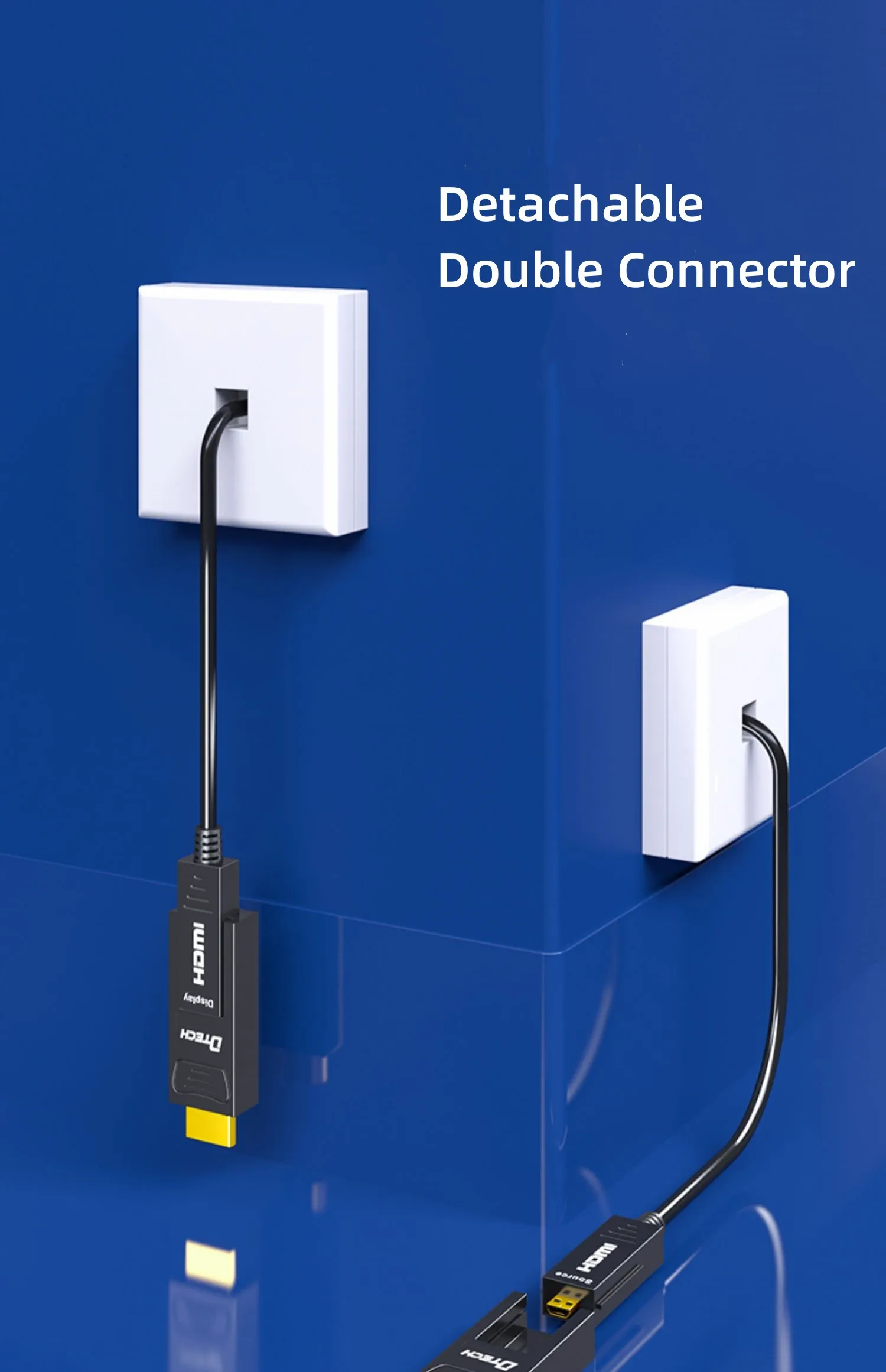 DTECH a to D Type Single Head Micro HDMI Detachable 4 in 1 Full HD Connect 2.0v HDMI Optical Fiber Cable 50M