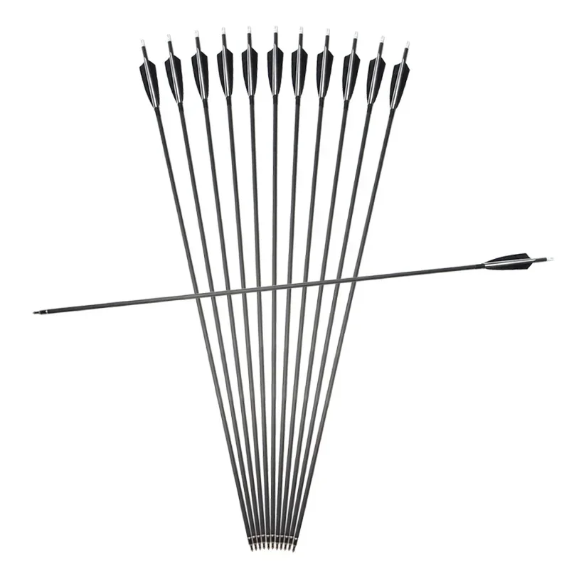 

6/12pcs Carbon Arrow Spine 500 OD7.6mm ID6.2mm Turkey Feather for Compound/Recurve Bow Archery Shooting bow and arrow Accessory