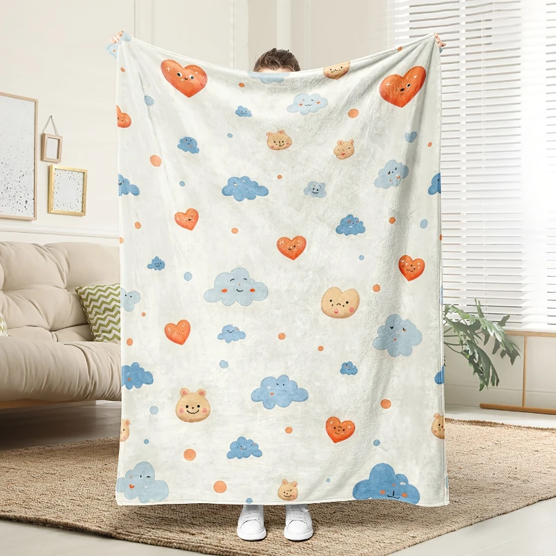 Bright Multicolor Cartoon Owl Dot Print Throw Blanket,Soft Sofa,Bed Lap Cover,Balcony Leisure,Birthday Nature Gifts