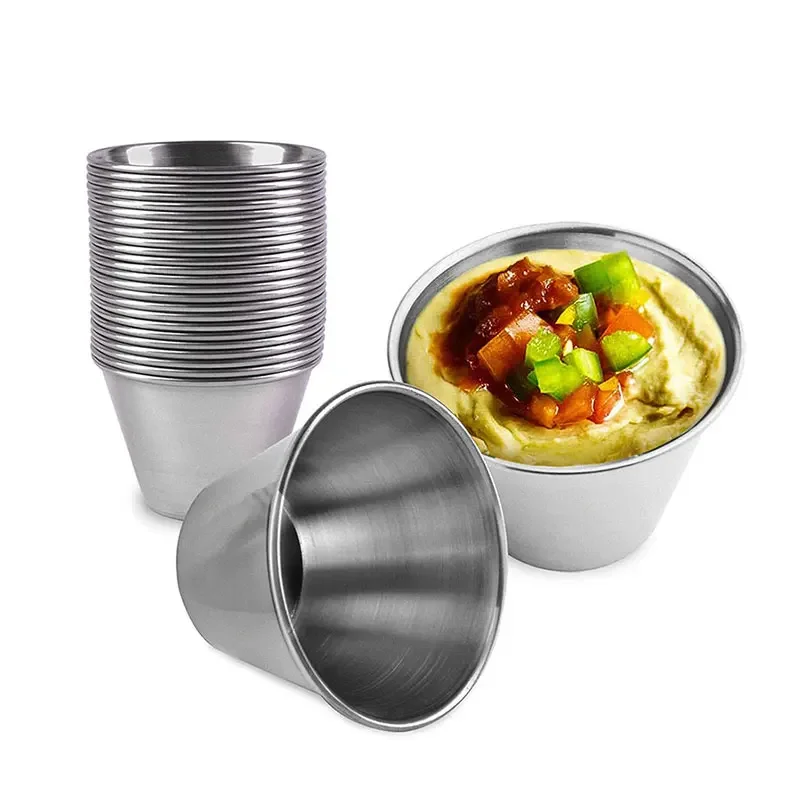 

Stainless Steel Sauce Cups Sauce Dish Container Appetizer Plates Condiment Ketchup Hot Pot Dipping Bowl Kitchen Tools