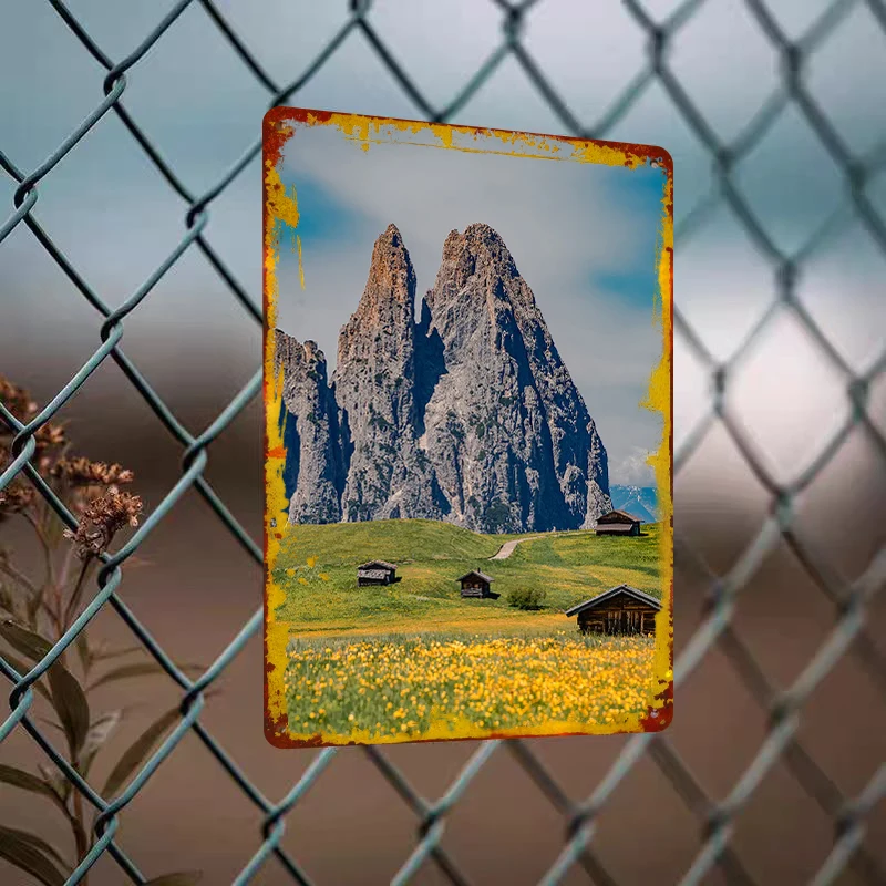 Alpine Mountain Peak Meadow Iron Painting Home Decorative Mural Living Room Wall Art Hanging Painting