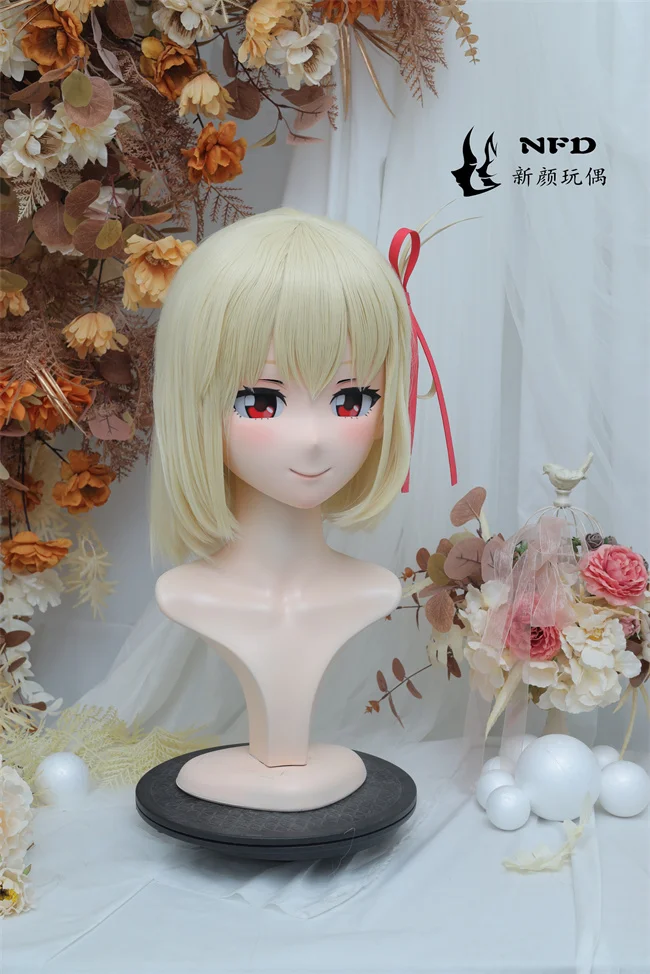 (NFD-919)  Customize Character Female/Girl Resin Kig Half Head With Lock Anime Cosplay Japanese Animego Kigurumi Mask