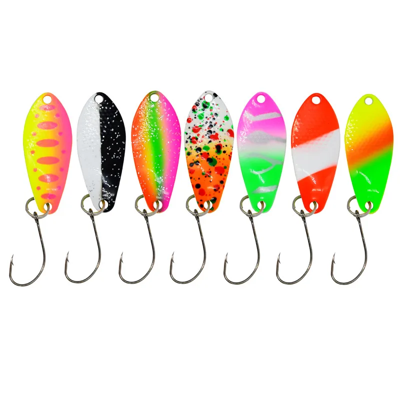 JYJ 2.3g 3g 3.5g 7pcs small spoon spinner fishing lure bait , metal tiny wobbler Creek Trout pike bass spoonbait