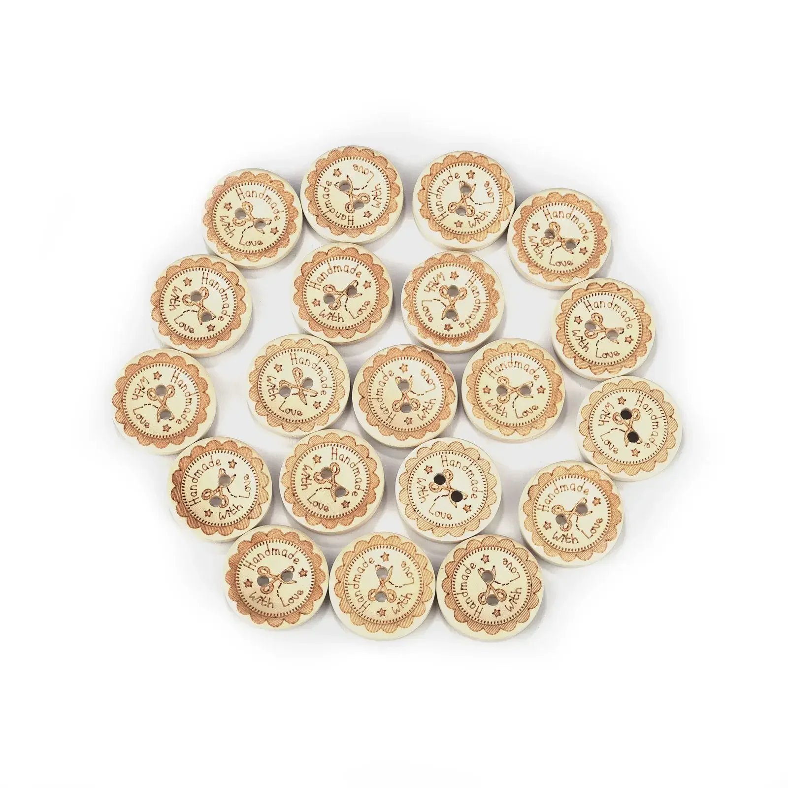 50pcs/Pack 20mm Wooden Buttons Handmade DIY Round Button For Scrapbooking Crafts Clothes Repair Decor Sewing Button Accessories