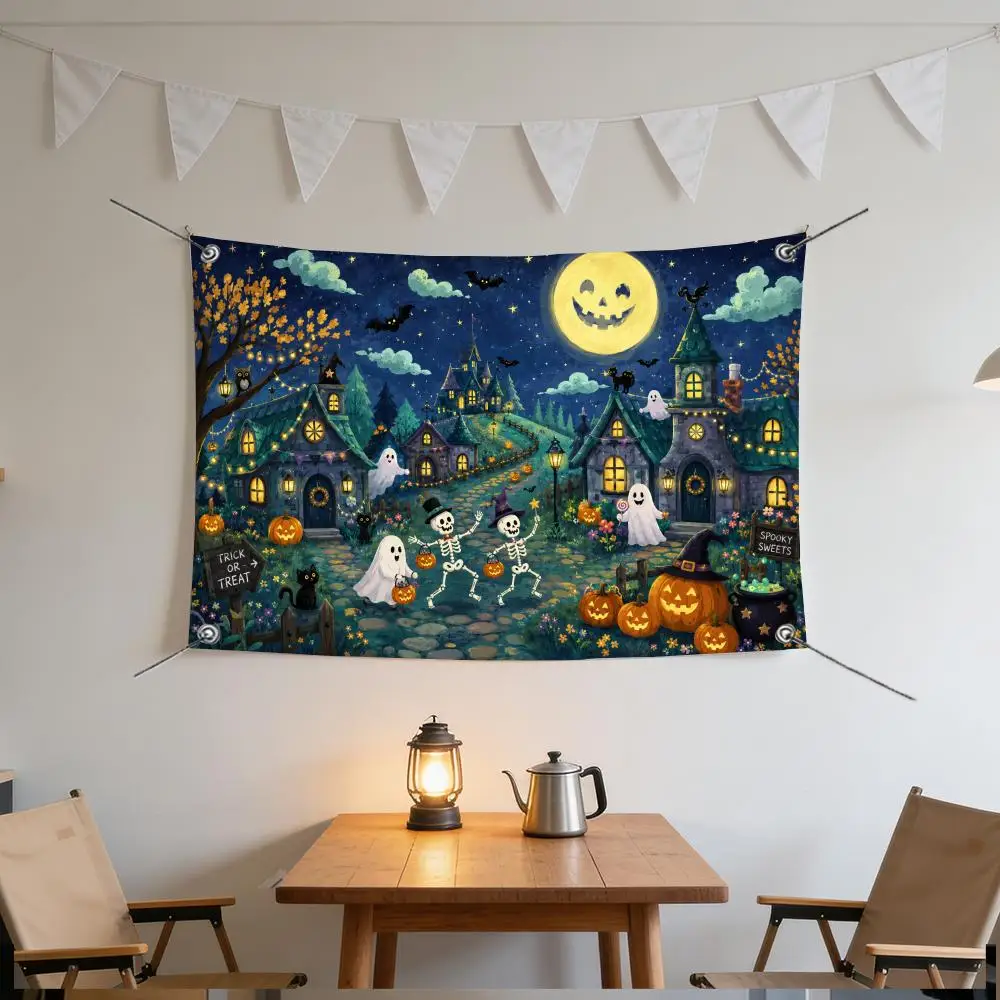 Moonlit Ghost Enchanted Village Flags Specialized for indoor and outdoor home decorations, outdoor camping, and bar parties