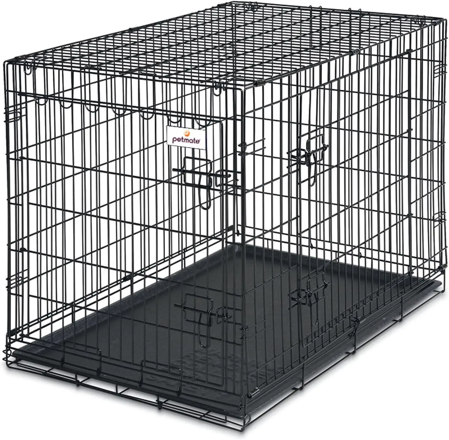 

34-Inch 2-Door Foldable Wire Kennel for Medium Dogs, Easy Assembly & Storage