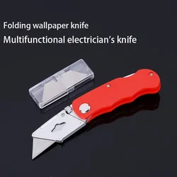 Replaceable Utility Knife Folding Knife for Cable Cartons Carboard Boxes Cutter Handle Knife Blades Outdoor Hand Tools