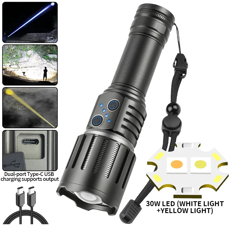 

Rechargeable Flashlight 12000 Lumen Super Bright Led Flashlight High Lumens with USB Cable 5 Modes Powerful Flashlight Waterpr