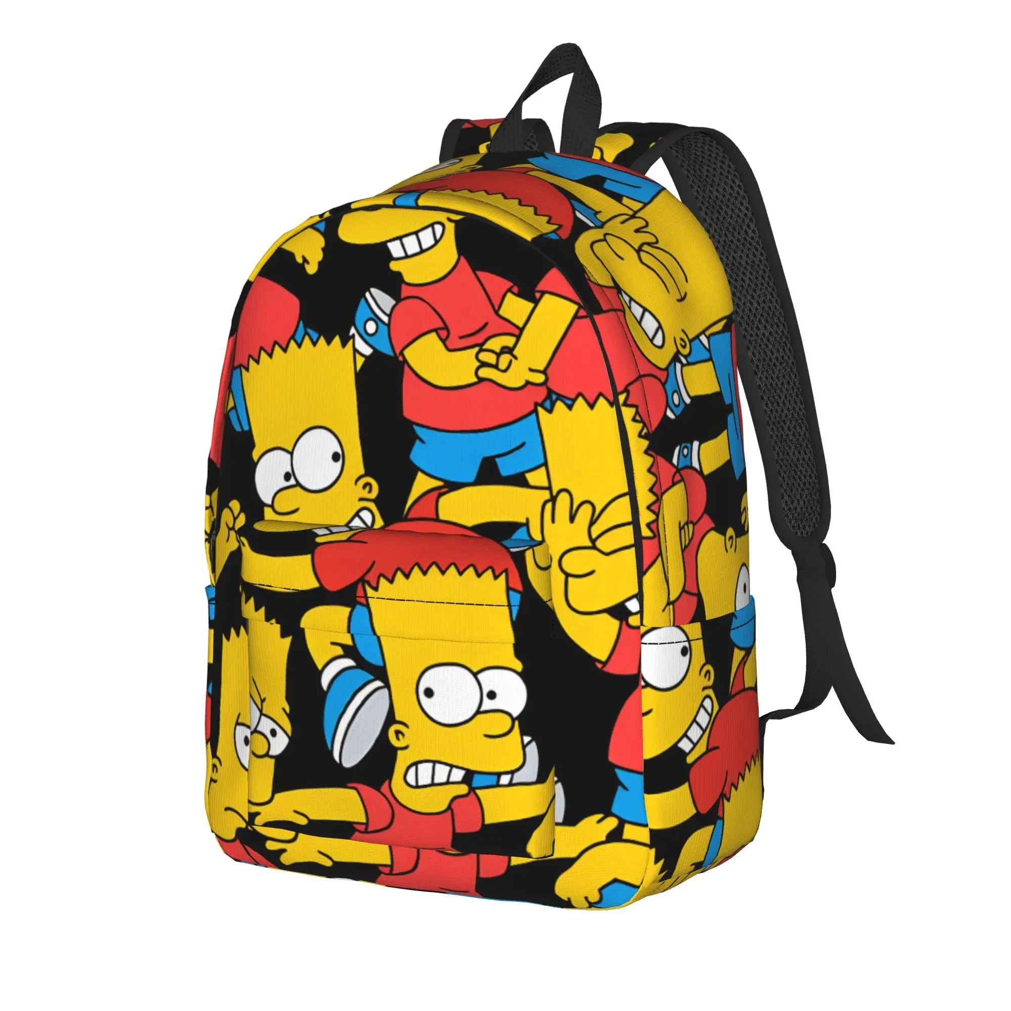 S-Simpsons Bart Character Pattern Backpack  Girl Polyester Daily Backpacks Soft Pretty High School Bags Rucksack