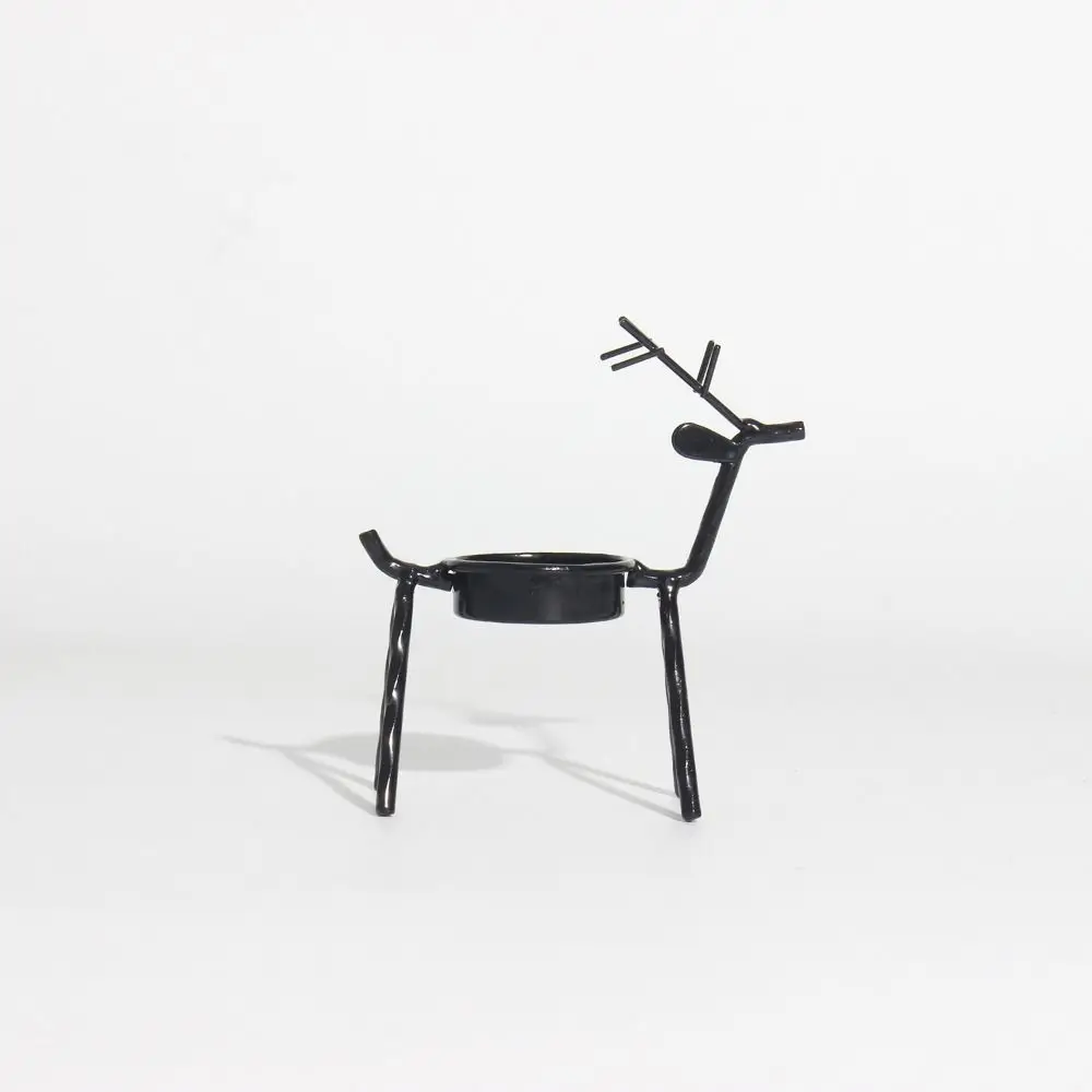 Standing Christmas Reindeer Tealight Holders Iron Metal Elegant Tea Light Candle Holders Rust-Proof Stable Xmas Decor Festivel