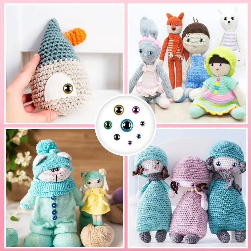 ใหม่ล่าสุด 50PCS 3D พลาสติก Glitter Safety Eyes สําหรับโครเชต์ของเล่น Amigurumi DIY ผสมจํานวนมากขนาดผสมของเล่นตุ๊กตาทํา 9-20 มม.ขายส่ง