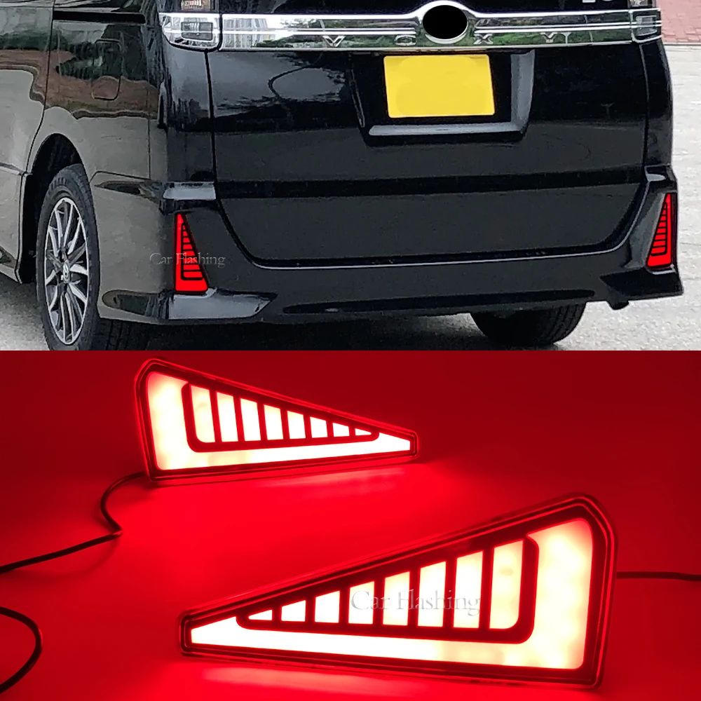 Car LED Rear Fog Lamp Bumper Light Auto Brake+Daylight+Turn Signals Dancing Brake light For Toyota NOAH VOXY 80 Series