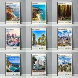 California Travel Scenery Poster Half Dome Long Beach Yosemite Muir Woods Canvas Painting Wall Art Picture Office Home Decor