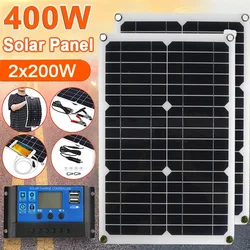 200W 400W 18V Solar Panel Kit 12V Charge Battery with 30A 60A Controller USB Port Solar Cell Battery Power Bank for Phone RV Car