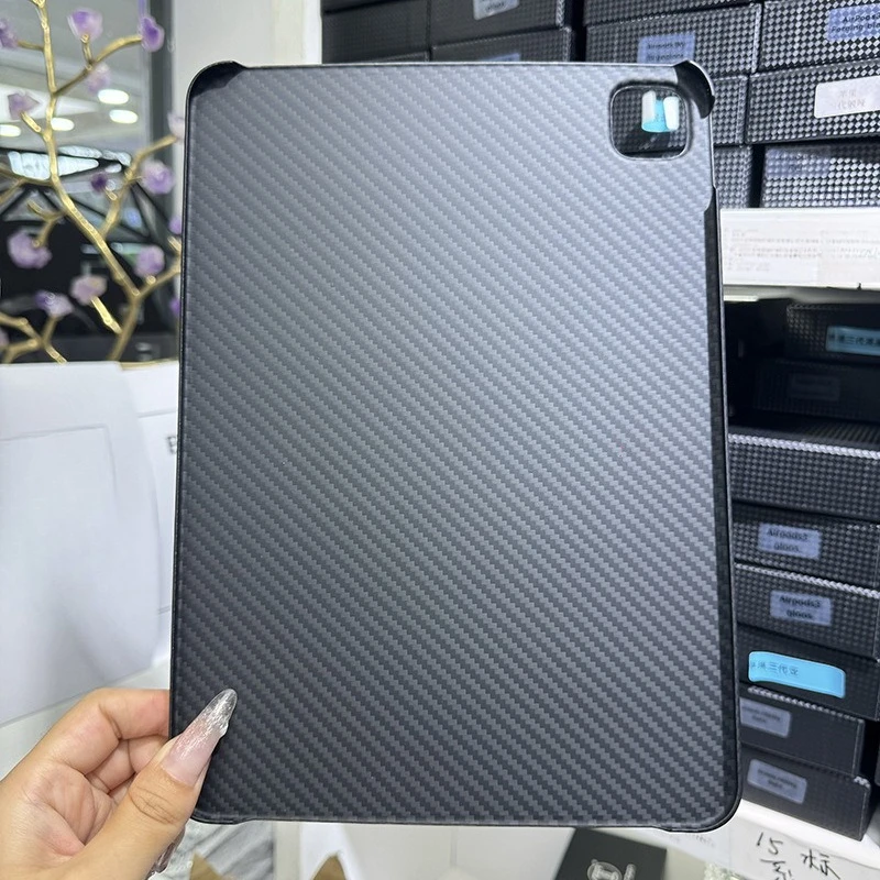 Carbon Fiber Case for Apple for iPad Pro 11" 13" inch 2024 Matte Ultra Thin Light Aramid Fiber Hard Armor Cover view 3