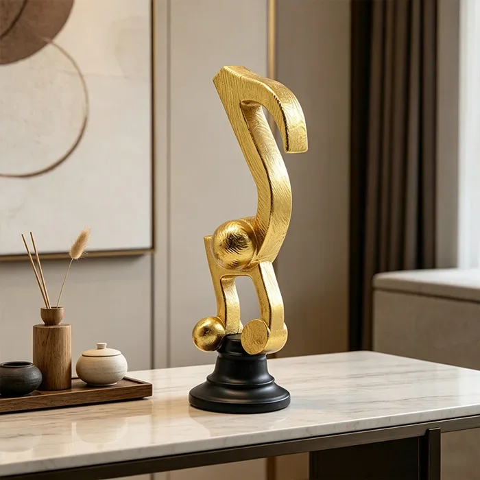 &R% Music Note Resin Statue, Creative Art Figurine, Luxury Home Decor for Living Room Entryway Office Desktop