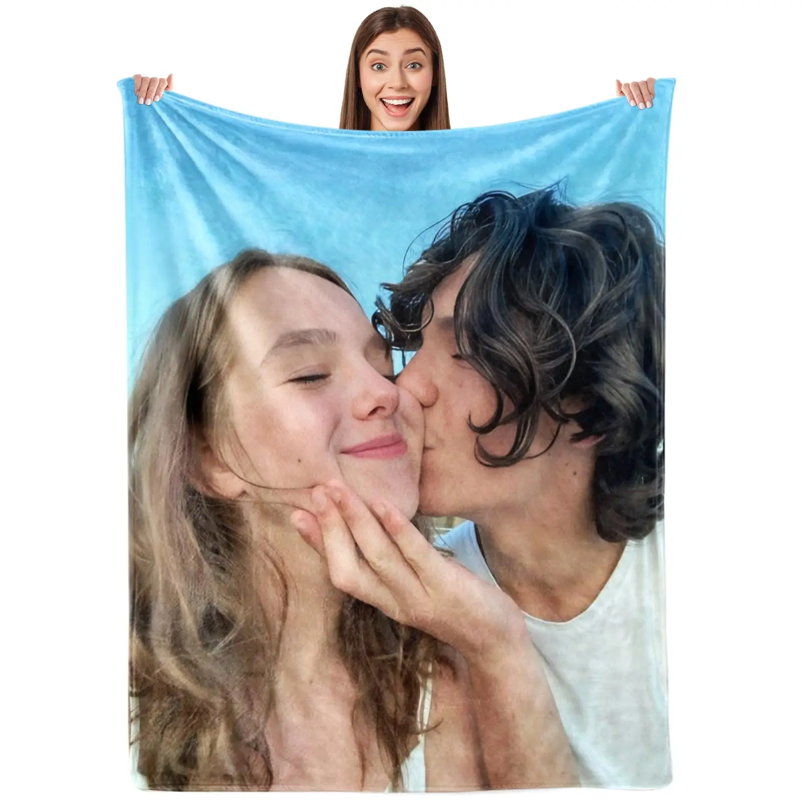 Custom Idol Anime Character Photo Blanket Personalized Throw Blanket with Picture & Text Gifts for Fans Birthday Cosplay Events