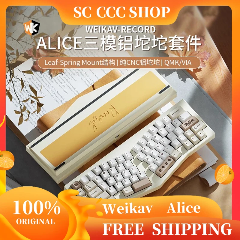 

Weikav Record Alice Mechanical Keyboard Set RGB Tri Mode Aluminium Alloy Gaming Keyboard Kit For Win Office Customizable Gifts