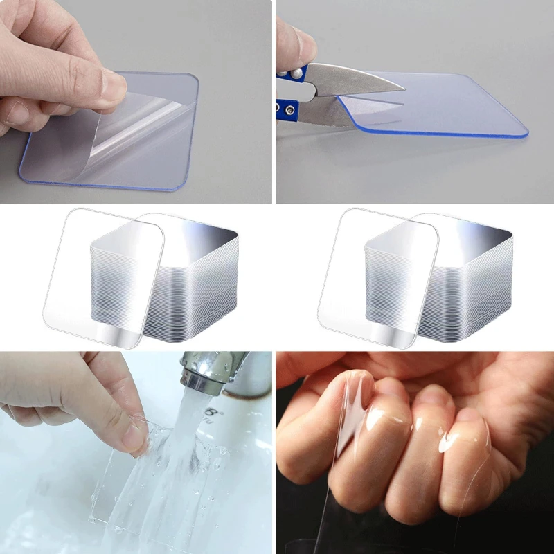 Ekstra Mocna Dwustronna Taśma Klejąca do Drewna, Kwadratowe Naklejki Ścienne, Łatki do Domu, Łazienki, Bezszwowe Wodoodporne Taśmy