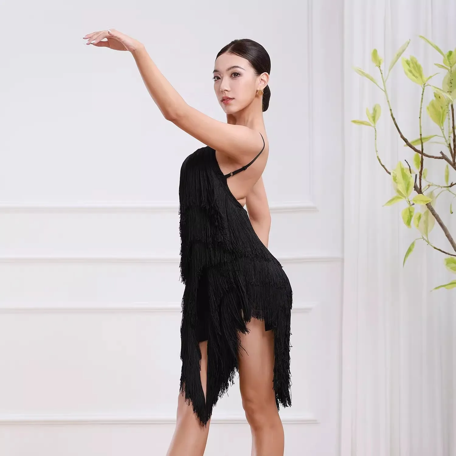 2026 New Latin Dance Competition Performance Dress Black Pink Fringe Female European And American Sexy High-Grade Dance Dress