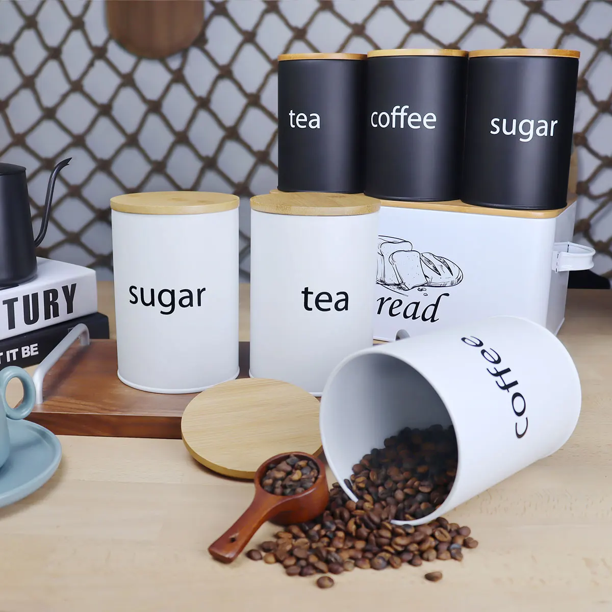 

3pcs Kitchen Storage Canister Jar Sugar Tea Coffee Bottle Round Square Candy Biscuit Loose Leaf Tea Containers Box With Covers