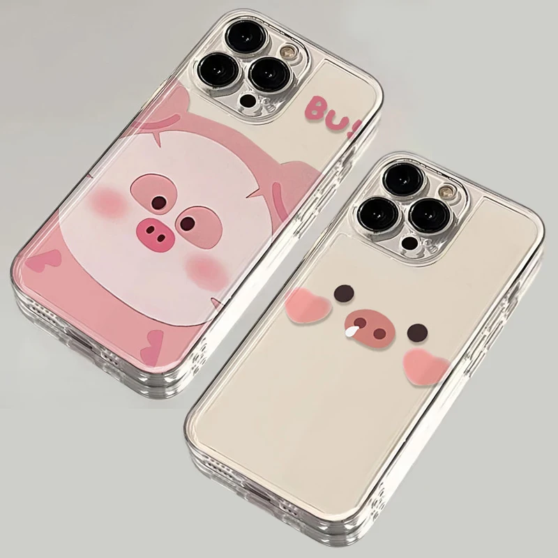 Cute Funny Peppas Pig Phone Case For iPhone 16 15 14 13 12 11 Mini Pro Max X XR XSMax 7 8 Plus SE20 Transparent Cover