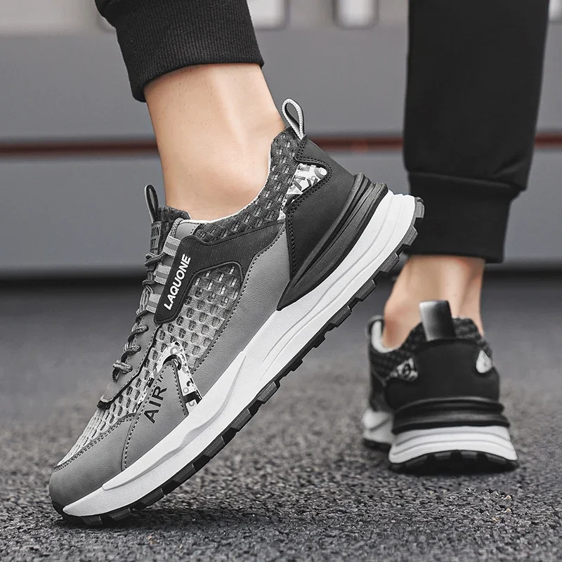 

Мужские повседневные кроссовки 2025 года, летняя мужская спортивная обувь из смешанного материала с градиентом, дышащая мужская повседневная обувь, летняя