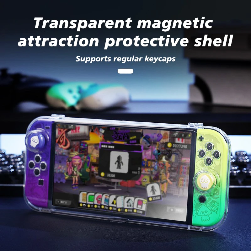 

WONTIVE Transparent PC Storage Case for Nintendo Switch OLED Magnetic Closure Dust-proof Material Storage Box for Switch Cases